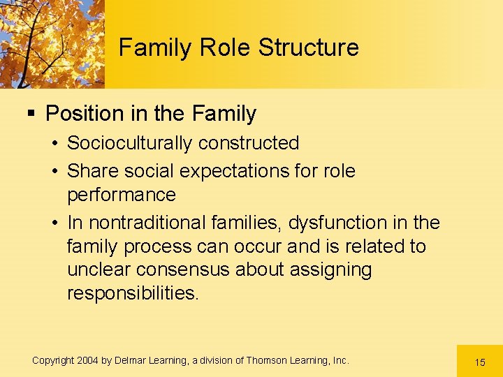 Family Role Structure § Position in the Family • Socioculturally constructed • Share social