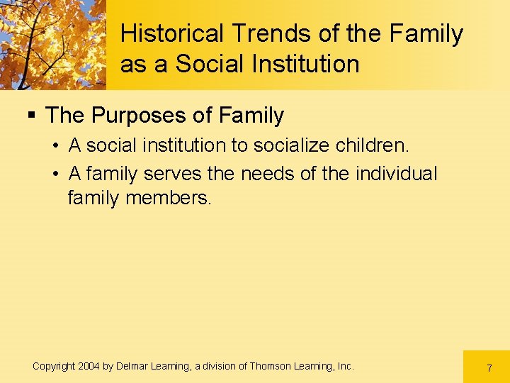 Historical Trends of the Family as a Social Institution § The Purposes of Family