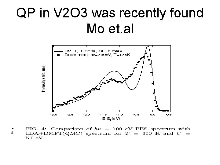 QP in V 2 O 3 was recently found Mo et. al 