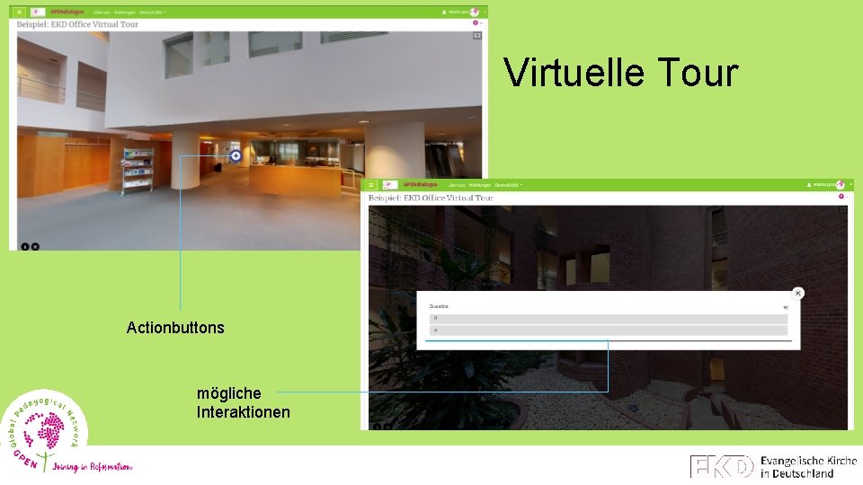 Virtuelle Tour Actionbuttons mögliche Interaktionen 