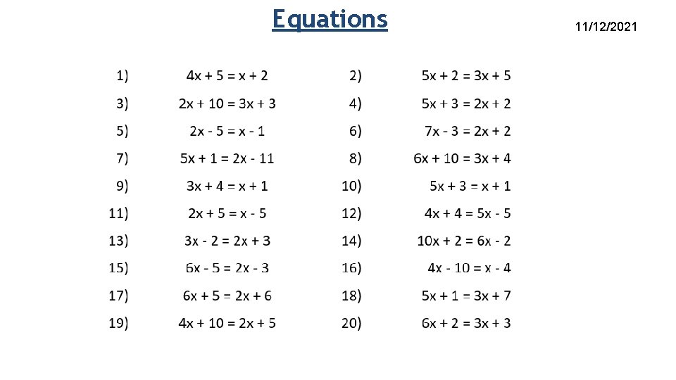 Equations 11/12/2021 