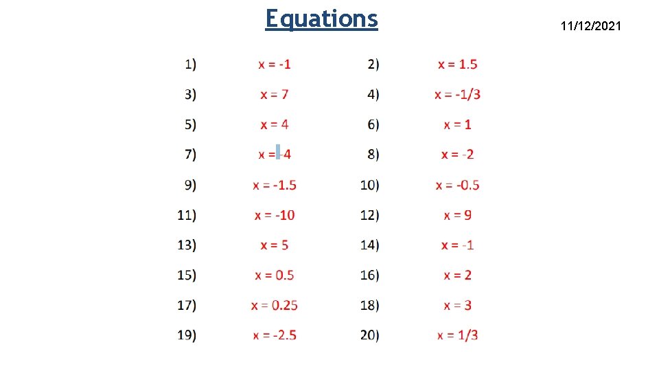 Equations 11/12/2021 