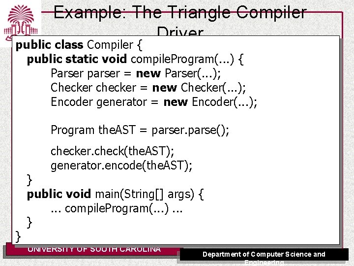 Example: The Triangle Compiler Driver public class Compiler { public static void compile. Program(.