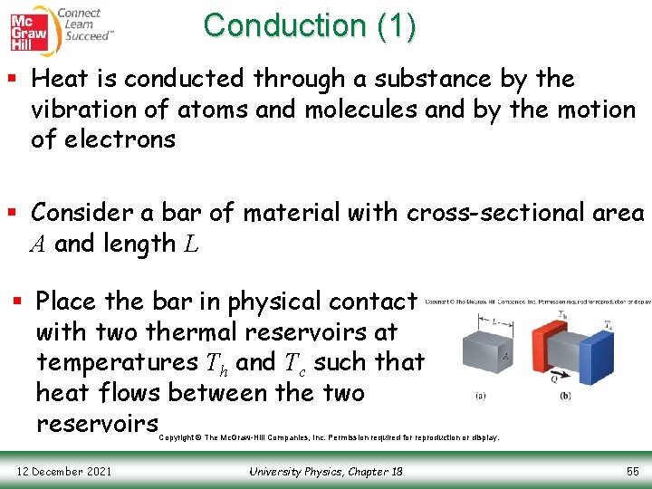 Conduction (1) § Heat is conducted through a substance by the vibration of atoms