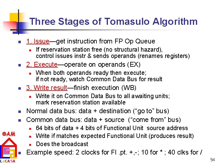 Three Stages of Tomasulo Algorithm n 1. Issue—get instruction from FP Op Queue n