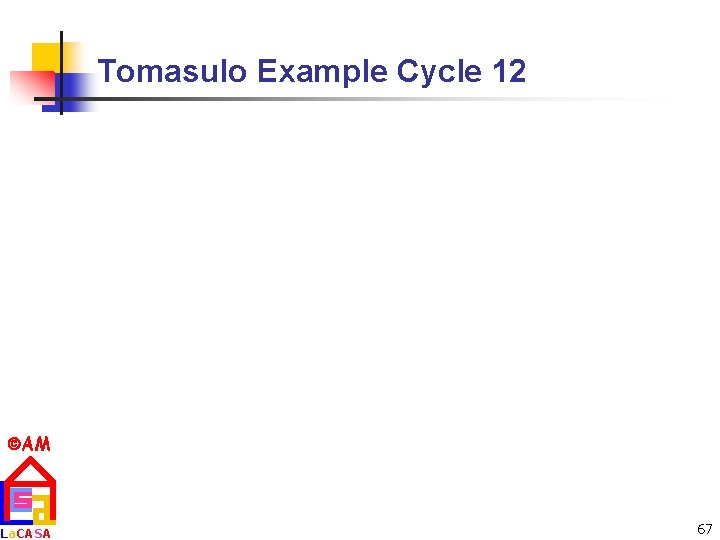Tomasulo Example Cycle 12 AM La. CASA 67 
