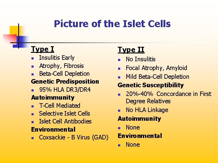 Picture of the Islet Cells Type I Insulitis Early n Atrophy, Fibrosis n Beta-Cell