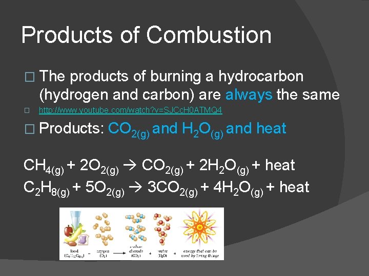 Products of Combustion � The products of burning a hydrocarbon (hydrogen and carbon) are