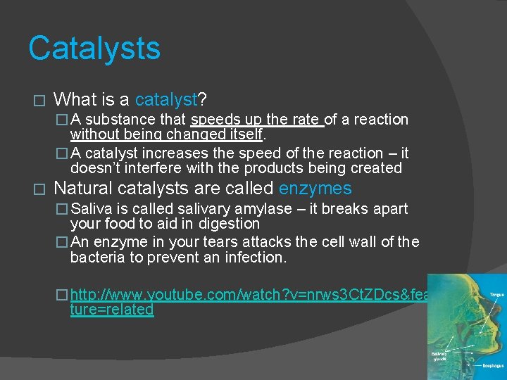Catalysts � What is a catalyst? � A substance that speeds up the rate
