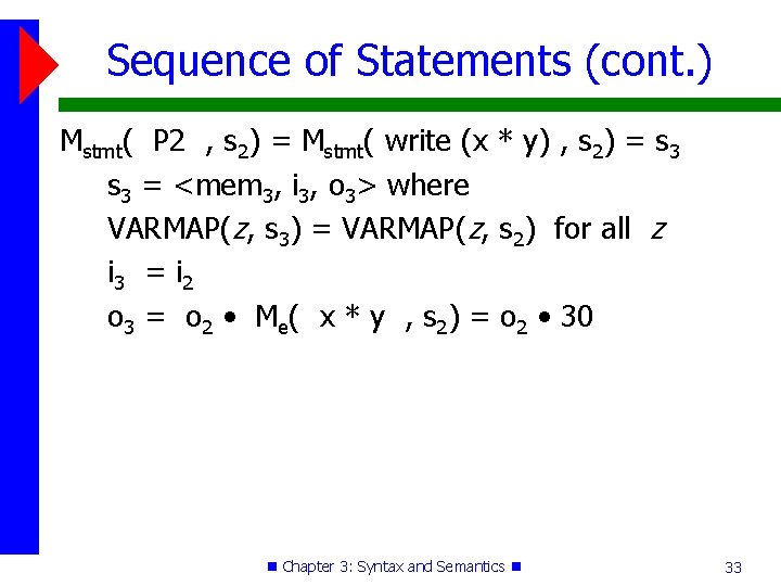 Sequence of Statements (cont. ) Mstmt( P 2 , s 2) = Mstmt( write