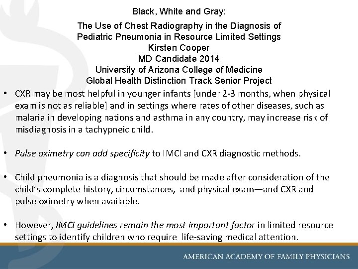 Black, White and Gray: The Use of Chest Radiography in the Diagnosis of Pediatric