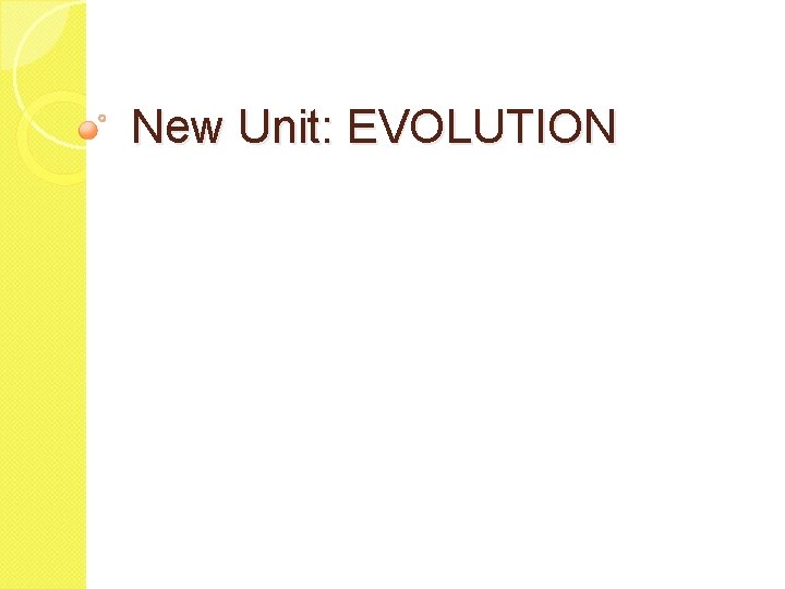 New Unit: EVOLUTION 