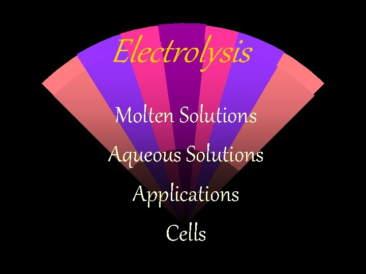 Electrolysis Molten Solutions Aqueous Solutions Applications Cells 