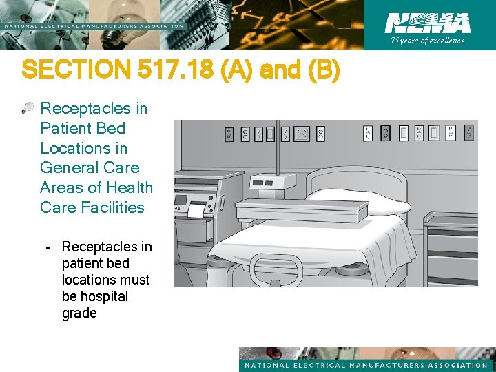 75 years of excellence SECTION 517. 18 (A) and (B) Receptacles in Patient Bed