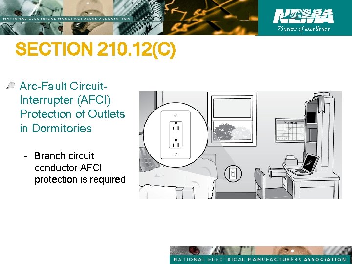 75 years of excellence SECTION 210. 12(C) Arc-Fault Circuit. Interrupter (AFCI) Protection of Outlets