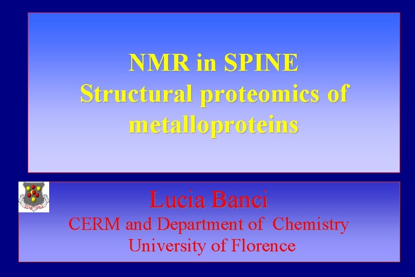 NMR in SPINE Structural proteomics of metalloproteins Lucia Banci CERM and Department of Chemistry