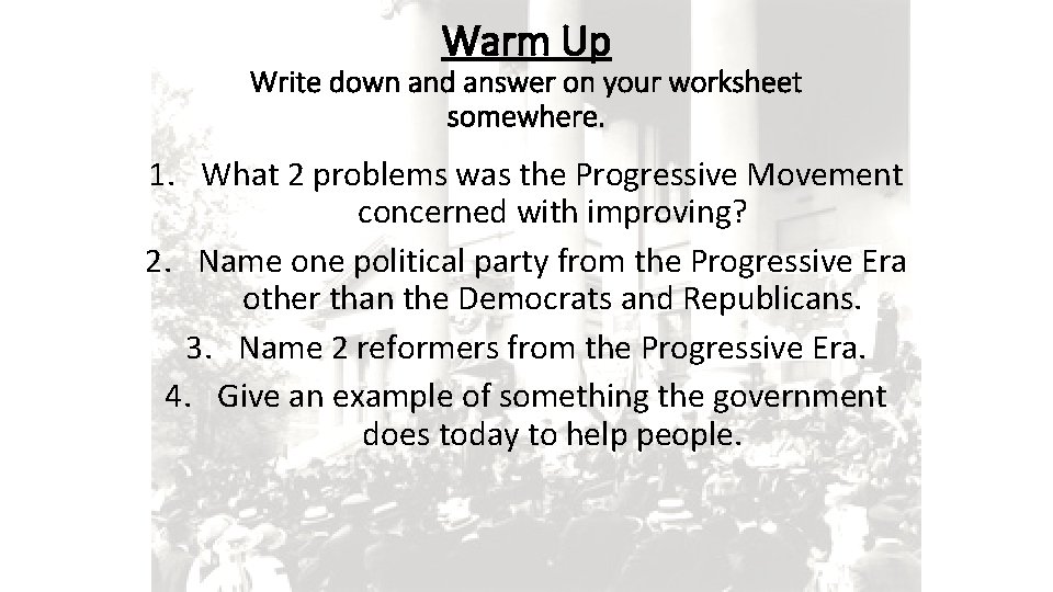 Warm Up Write down and answer on your worksheet somewhere. 1. What 2 problems