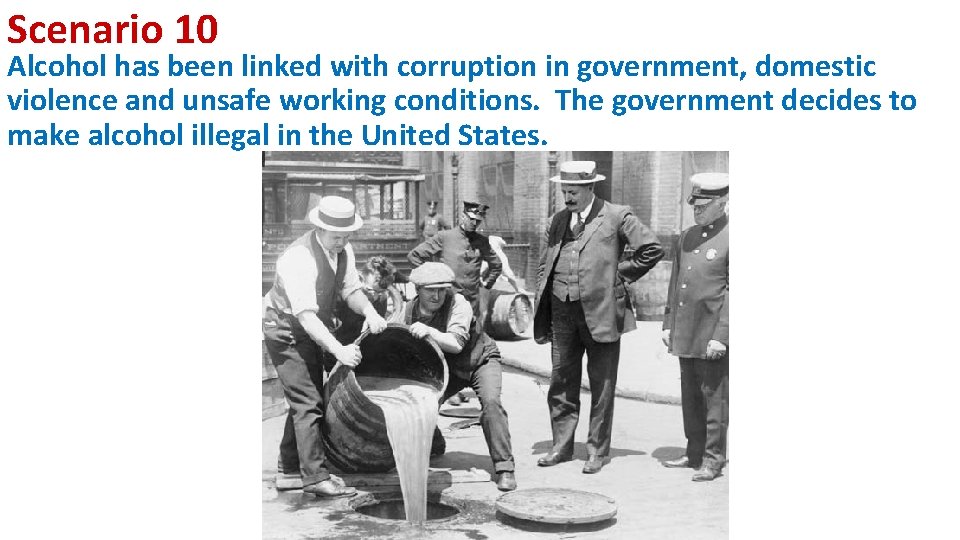 Scenario 10 Alcohol has been linked with corruption in government, domestic violence and unsafe