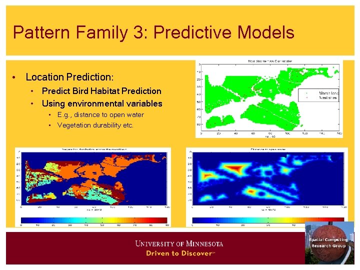 Pattern Family 3: Predictive Models • Location Prediction: • Predict Bird Habitat Prediction •