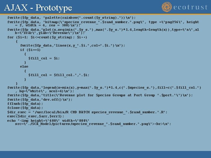 AJAX - Prototype fwrite($fp_data, "palette(rainbow(". count($y_string). "))n"); fwrite($fp_data, "bitmap("species_revenue_". $rand_number. ". png", type ="png AJAX - Prototype fwrite($fp_data, "palette(rainbow(". count($y_string). "))n"); fwrite($fp_data, "bitmap("species_revenue_". $rand_number. ". png", type ="png