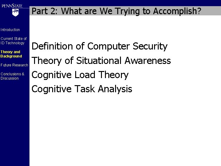 Part 2: What are We Trying to Accomplish? Introduction Current State of ID Technology