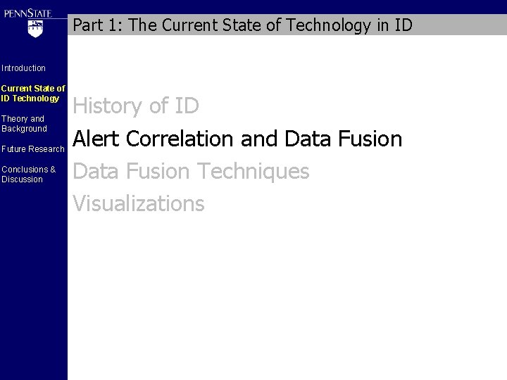 Part 1: The Current State of Technology in ID Introduction Current State of ID