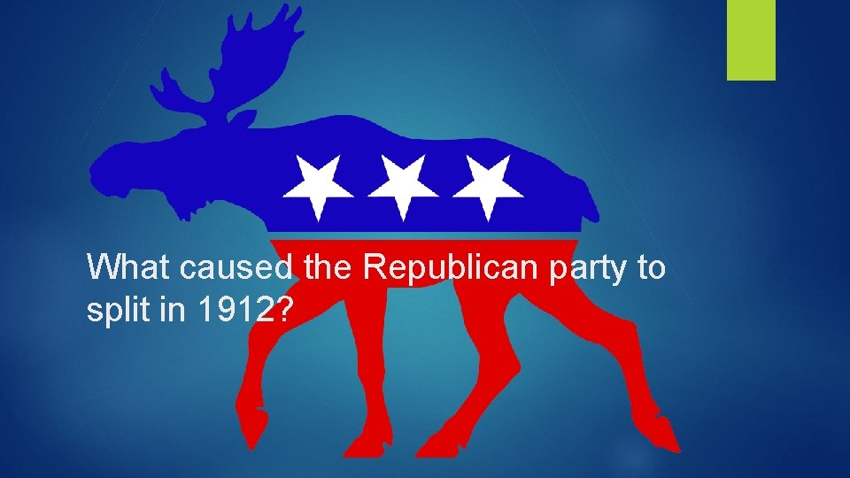 What caused the Republican party to split in 1912? 