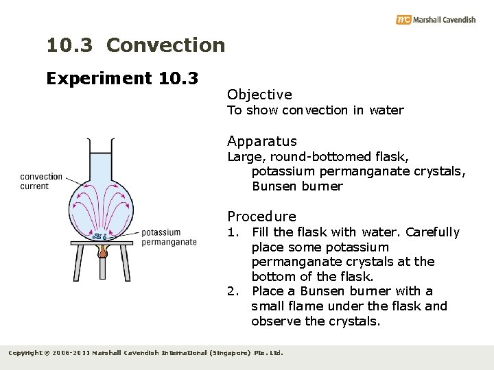 10. 3 Convection Experiment 10. 3 Objective To show convection in water Apparatus Large,