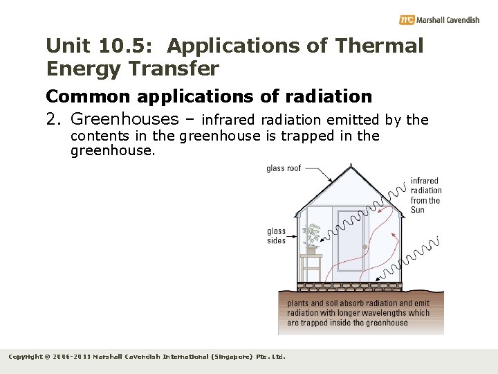 Unit 10. 5: Applications of Thermal Energy Transfer Common applications of radiation 2. Greenhouses