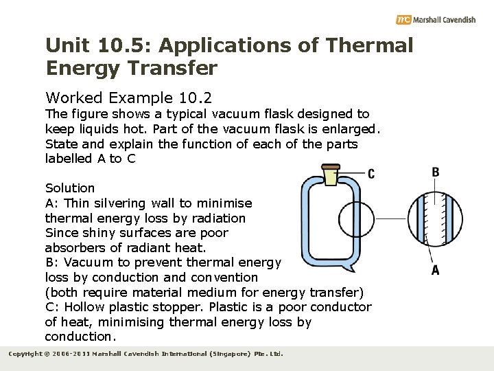 Unit 10. 5: Applications of Thermal Energy Transfer Worked Example 10. 2 The figure