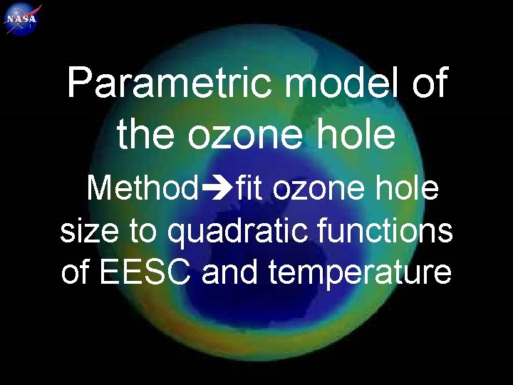 44 Parametric model of the ozone hole Method fit ozone hole size to quadratic