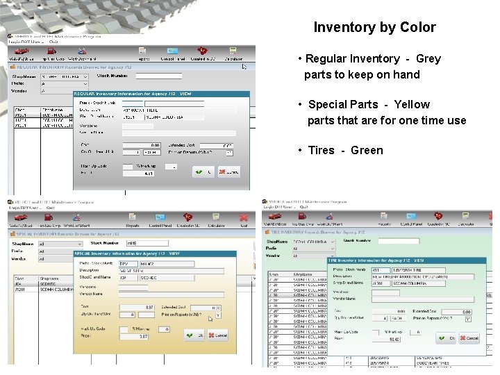 Inventory by Color • Regular Inventory - Grey parts to keep on hand •