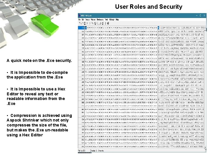 User Roles and Security A quick note on the. Exe security. • It is