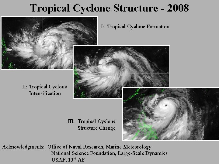 Tropical Cyclone Structure - 2008 I: Tropical Cyclone Formation II: Tropical Cyclone Intensification III: