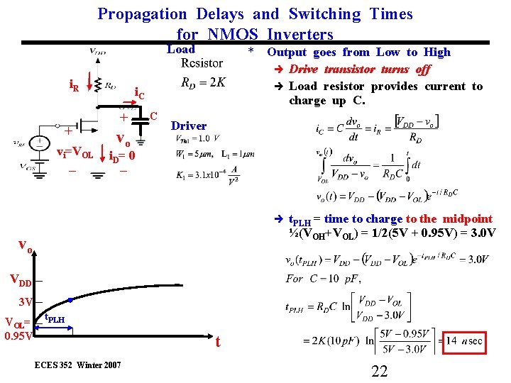 Propagation Delays and Switching Times for NMOS Inverters Load i. R + vi=VOL _