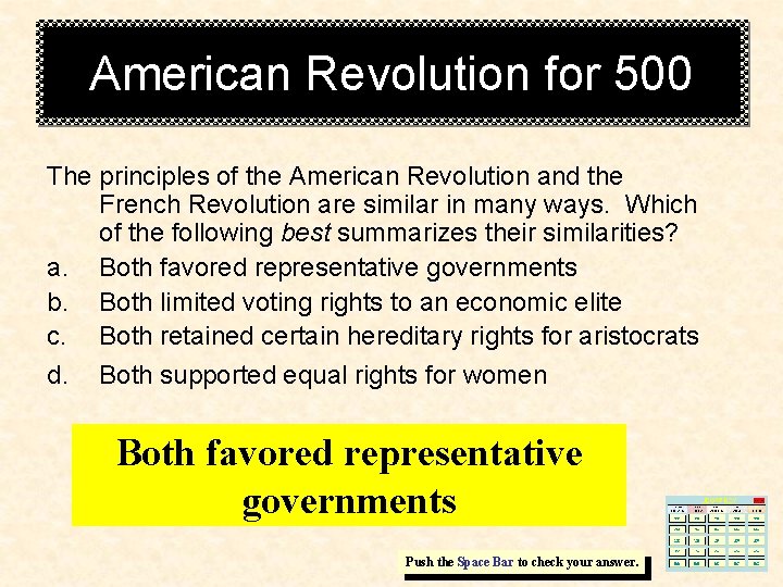 American Revolution for 500 The principles of the American Revolution and the French Revolution