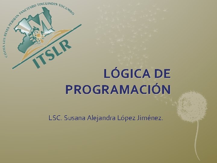 LÓGICA DE PROGRAMACIÓN LSC. Susana Alejandra López Jiménez. 