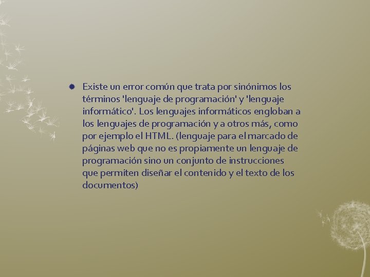  Existe un error común que trata por sinónimos los términos 'lenguaje de programación'