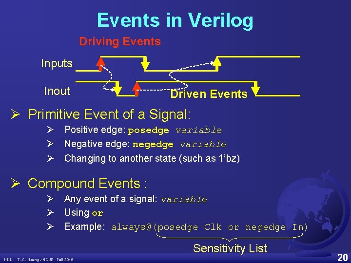 Events in Verilog Driving Events Inputs Inout Driven Events Ø Primitive Event of a