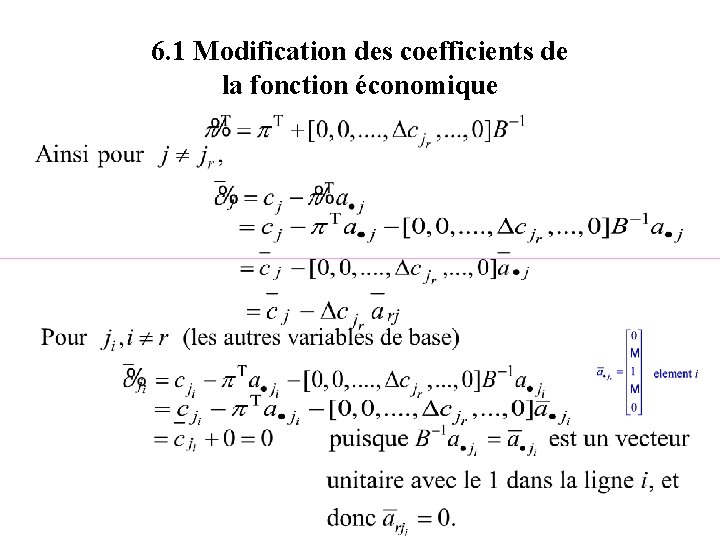 6. 1 Modification des coefficients de la fonction économique 