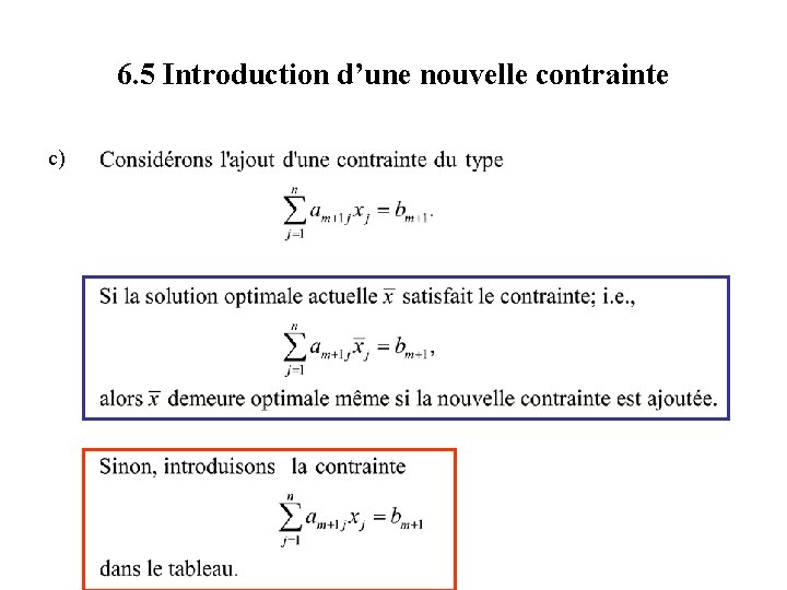 6. 5 Introduction d’une nouvelle contrainte c) 