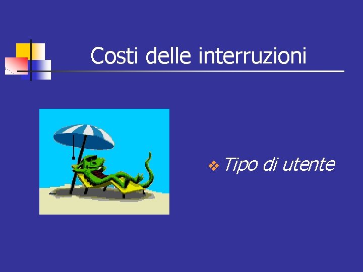 Costi delle interruzioni v Tipo di utente 