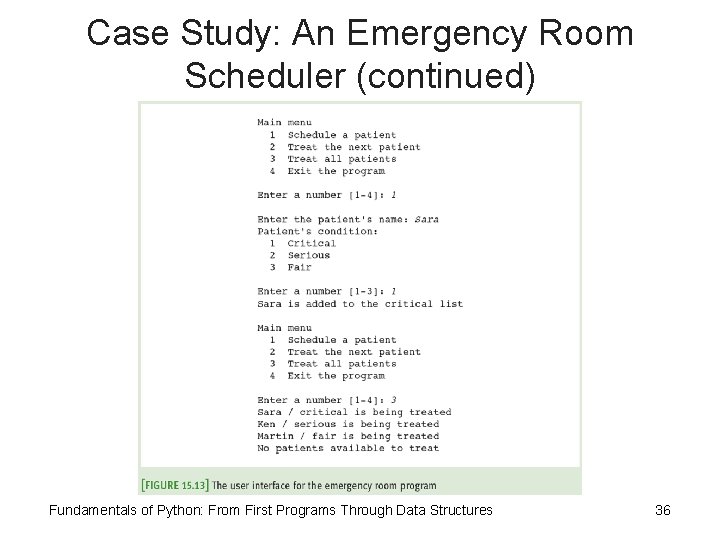 Case Study: An Emergency Room Scheduler (continued) Fundamentals of Python: From First Programs Through