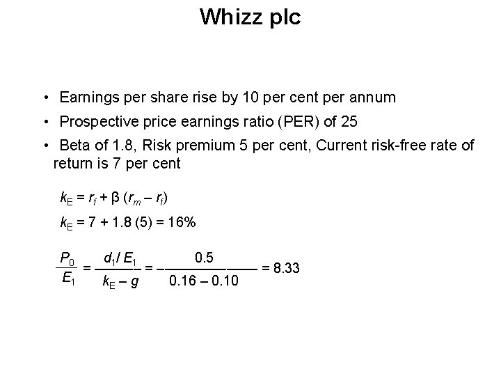 Whizz plc • Earnings per share rise by 10 per cent per annum •