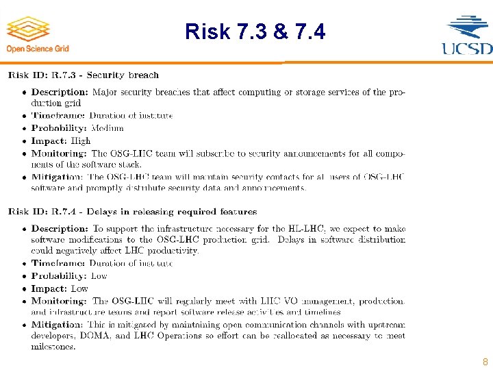 Risk 7. 3 & 7. 4 8 
