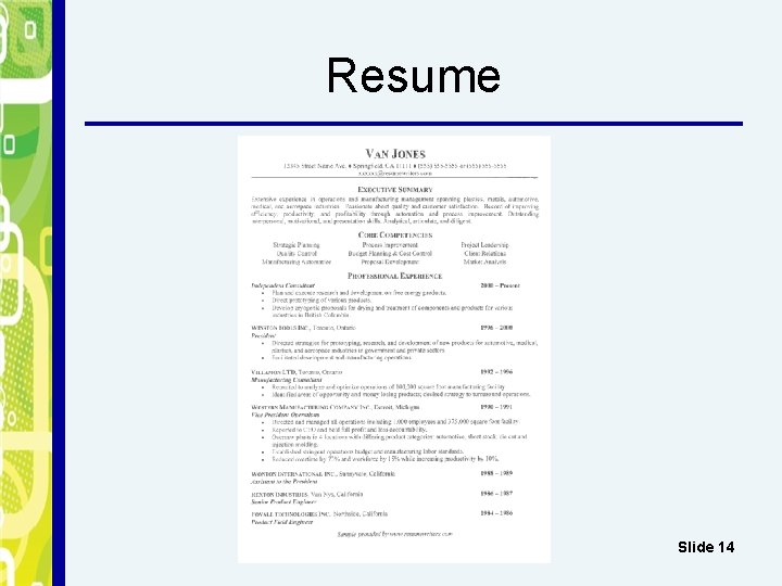 Resume Slide 14 