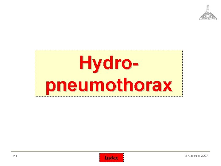 Hydropneumothorax 23 Index © Vascular 2007 