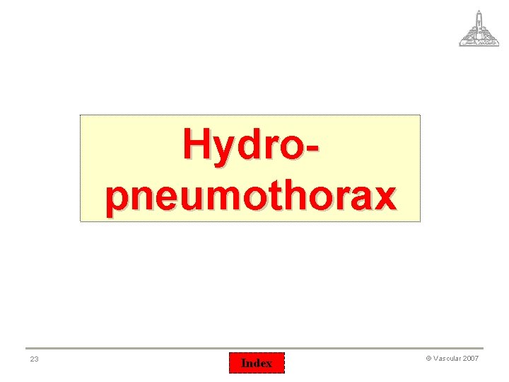 Hydropneumothorax 23 Index © Vascular 2007 