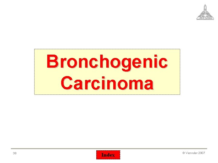 Bronchogenic Carcinoma 38 Index © Vascular 2007 