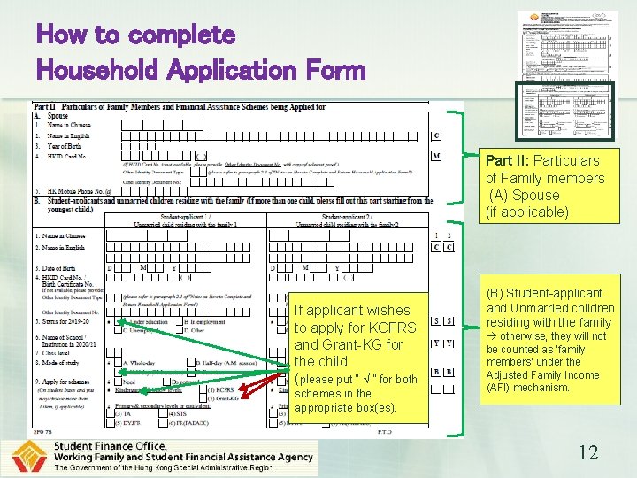 How to complete Household Application Form Part II: Particulars of Family members (A) Spouse